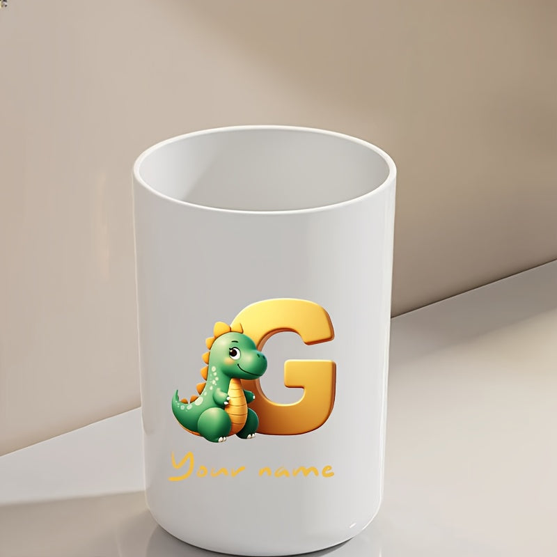 Customized Name Water Cup, Personalized Toothbrush Cup, Creative Dinosaur Letter Print, Couple Solid Color Mouthwash Cup, Holiday Camping Necessities, Suitable for Home, Travel and School, Personalized Gifts for Friends and Partners.