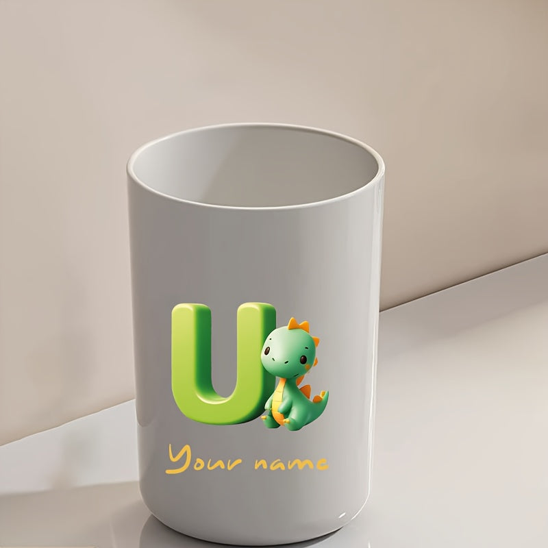 Customized Name Water Cup, Personalized Toothbrush Cup, Creative Dinosaur Letter Print, Couple Solid Color Mouthwash Cup, Holiday Camping Necessities, Suitable for Home, Travel and School, Personalized Gifts for Friends and Partners.
