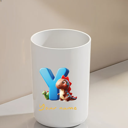 Customized Name Water Cup, Personalized Toothbrush Cup, Creative Dinosaur Letter Print, Couple Solid Color Mouthwash Cup, Holiday Camping Necessities, Suitable for Home, Travel and School, Personalized Gifts for Friends and Partners.