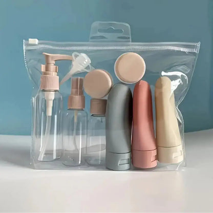 11pc Colorful Waterproof Plastic Travel Toiletries Bottles - Empty Refillable Lotion Canister Containers With Storage Bag, Summer Travel Essentials,sohochic