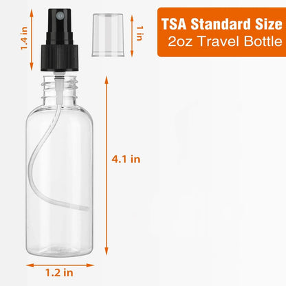 30Pcs 2 oz Fine Mist Mini Clear Spray Bottles with Pump Spray Cap for Essential Oils, Travel, Perfumes, Refillable & Reusable Empty Plastic Bottles Travel Bottle