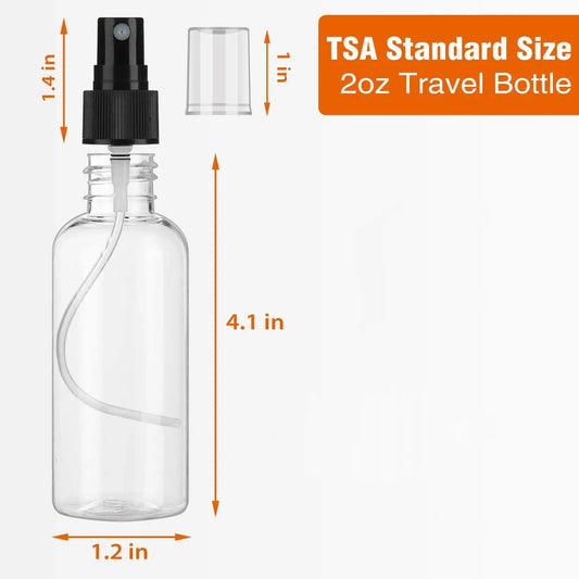 30Pcs 2 oz Fine Mist Mini Clear Spray Bottles with Pump Spray Cap for Essential Oils, Travel, Perfumes, Refillable & Reusable Empty Plastic Bottles Travel Bottle