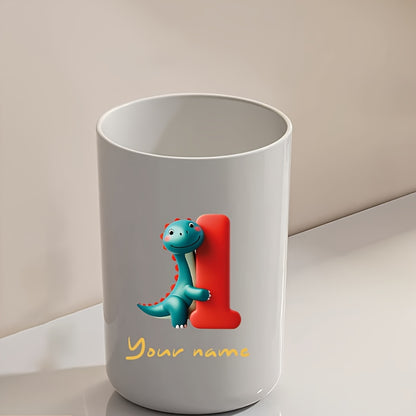 Customized Name Water Cup, Personalized Toothbrush Cup, Creative Dinosaur Letter Print, Couple Solid Color Mouthwash Cup, Holiday Camping Necessities, Suitable for Home, Travel and School, Personalized Gifts for Friends and Partners.