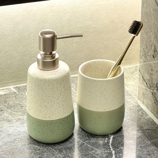 Bathroom Organization And Storage Supplies Modern Easy Ceramic Smooth Soap Dispenser Rinsing Cup Hotel Business Trip Bathroom Personal Toiletries Lotion Empty Bottle Toothbrush Cup Toilet Liquid Bottle Non-Slip Cleaning Cup Hand Soap Bottle Personal