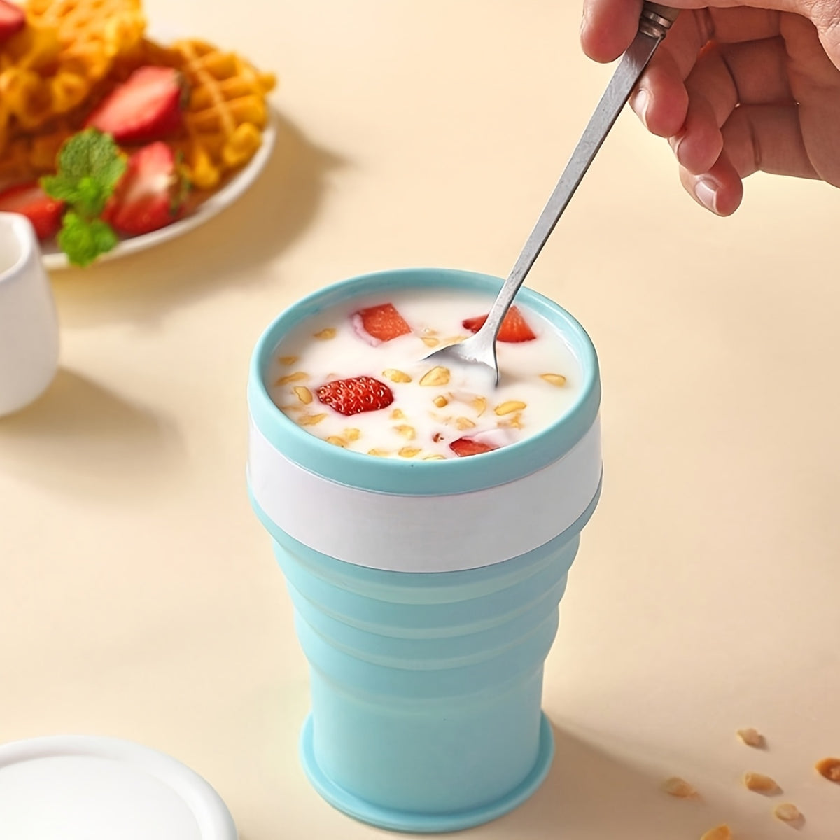 1 Silicone Travel Folding Cup | 6.76oz Portable Camping Cup, Leakproof for Outdoor Hiking, Suitable for Hot and Cold Beverages