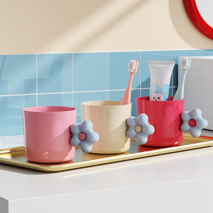 High-face-looking Flower Shape Handle Gargle Cup Brushing Cup Creative Cute Couple's Tooth Cup Teeth Set Household Washing Cup
