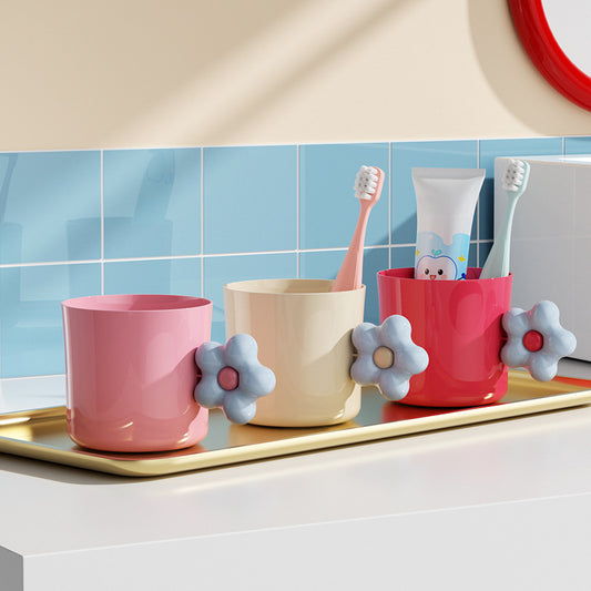 High-face-looking Flower Shape Handle Gargle Cup Brushing Cup Creative Cute Couple's Tooth Cup Teeth Set Household Washing Cup