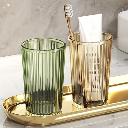 Single, Multiple, Casual Choice Transparent Striped Mouthwash Cup, Bathroom Water Cup, Light Luxury Mouthwash Cup, Suitable for Home, Couples, Student Dormitory Use