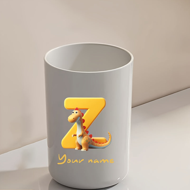 Customized Name Water Cup, Personalized Toothbrush Cup, Creative Dinosaur Letter Print, Couple Solid Color Mouthwash Cup, Holiday Camping Necessities, Suitable for Home, Travel and School, Personalized Gifts for Friends and Partners.