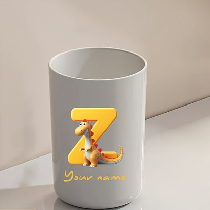 Customized Name Water Cup, Personalized Toothbrush Cup, Creative Dinosaur Letter Print, Couple Solid Color Mouthwash Cup, Holiday Camping Necessities, Suitable for Home, Travel and School, Personalized Gifts for Friends and Partners.