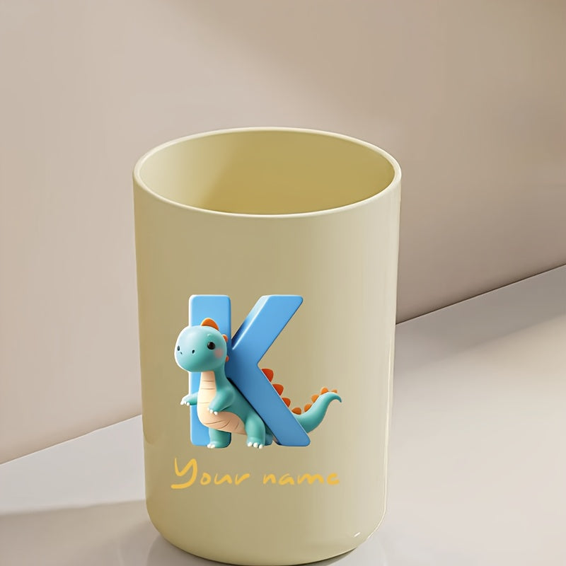 Customized Name Water Cup, Personalized Toothbrush Cup, Creative Dinosaur Letter Print, Couple Solid Color Mouthwash Cup, Holiday Camping Necessities, Suitable for Home, Travel and School, Personalized Gifts for Friends and Partners.