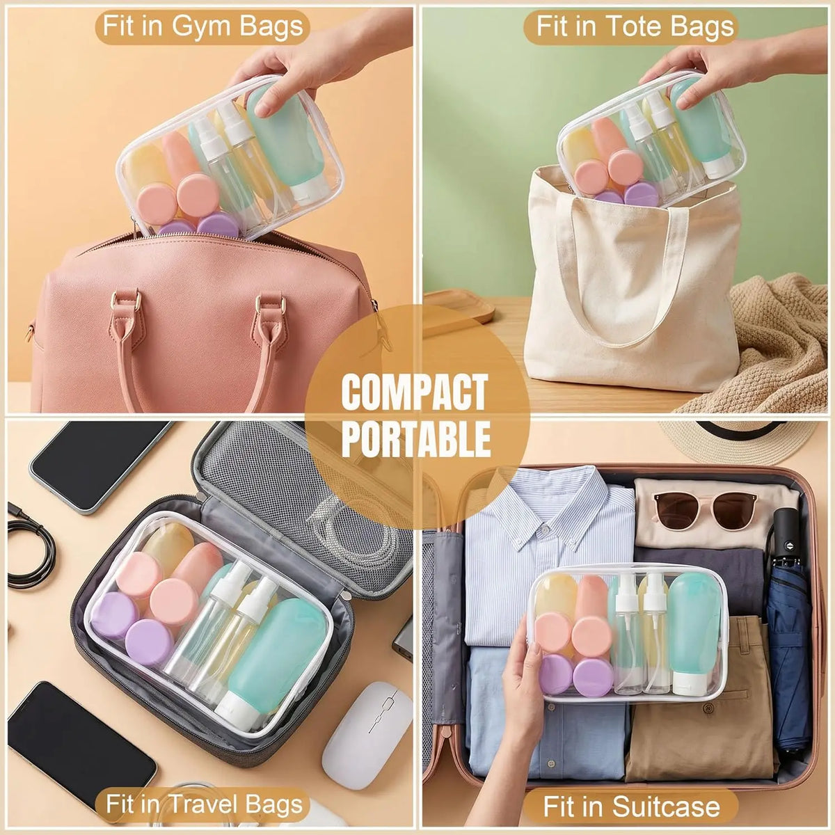 20-Pack Leakproof Travel Toiletry Bottles Set - TSA-Approved, Checkpoint-Friendly, Refillable, Compact Home Organizer Storage Containers for Adults, Eco-Friendly for Shampoo, Conditioner (Multi-Pack Home Supplies)