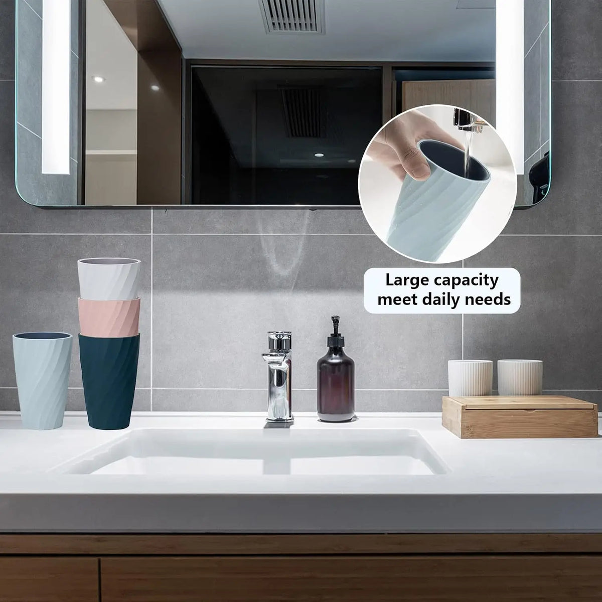 Unbreakable Bathroom Tumbler Cup,  ,  Holder Organizer, Portable Mouthwash,  Rinsing Cup, Multi-Functional Gargling Drinking or  Travel (White)