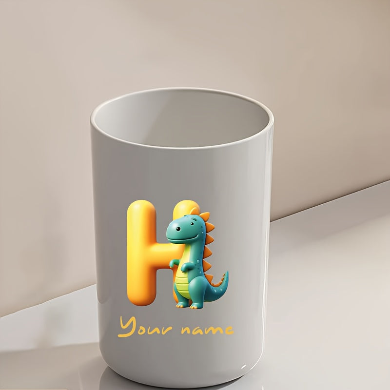 Customized Name Water Cup, Personalized Toothbrush Cup, Creative Dinosaur Letter Print, Couple Solid Color Mouthwash Cup, Holiday Camping Necessities, Suitable for Home, Travel and School, Personalized Gifts for Friends and Partners.