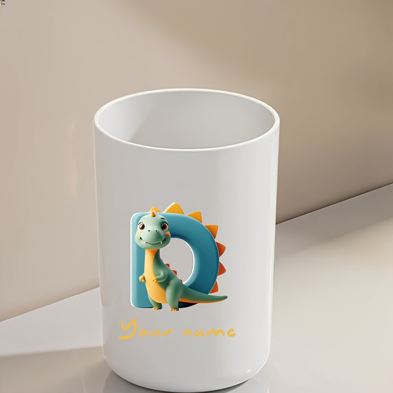 Customized Name Water Cup, Personalized Toothbrush Cup, Creative Dinosaur Letter Print, Couple Solid Color Mouthwash Cup, Holiday Camping Necessities, Suitable for Home, Travel and School, Personalized Gifts for Friends and Partners.