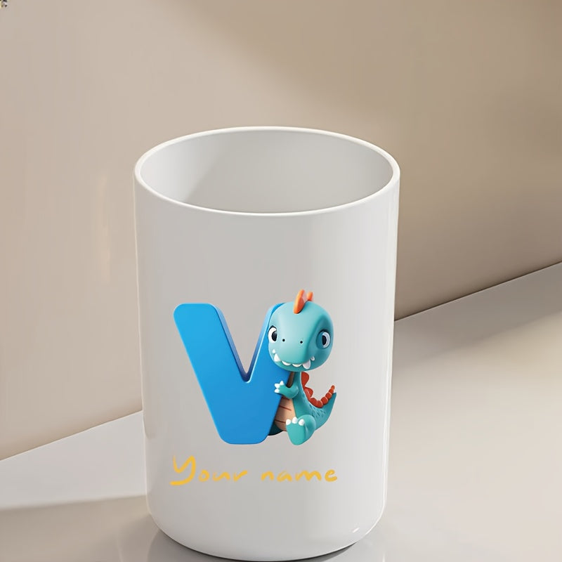 Customized Name Water Cup, Personalized Toothbrush Cup, Creative Dinosaur Letter Print, Couple Solid Color Mouthwash Cup, Holiday Camping Necessities, Suitable for Home, Travel and School, Personalized Gifts for Friends and Partners.