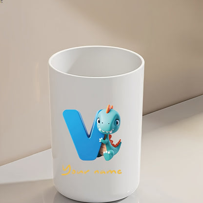 Customized Name Water Cup, Personalized Toothbrush Cup, Creative Dinosaur Letter Print, Couple Solid Color Mouthwash Cup, Holiday Camping Necessities, Suitable for Home, Travel and School, Personalized Gifts for Friends and Partners.