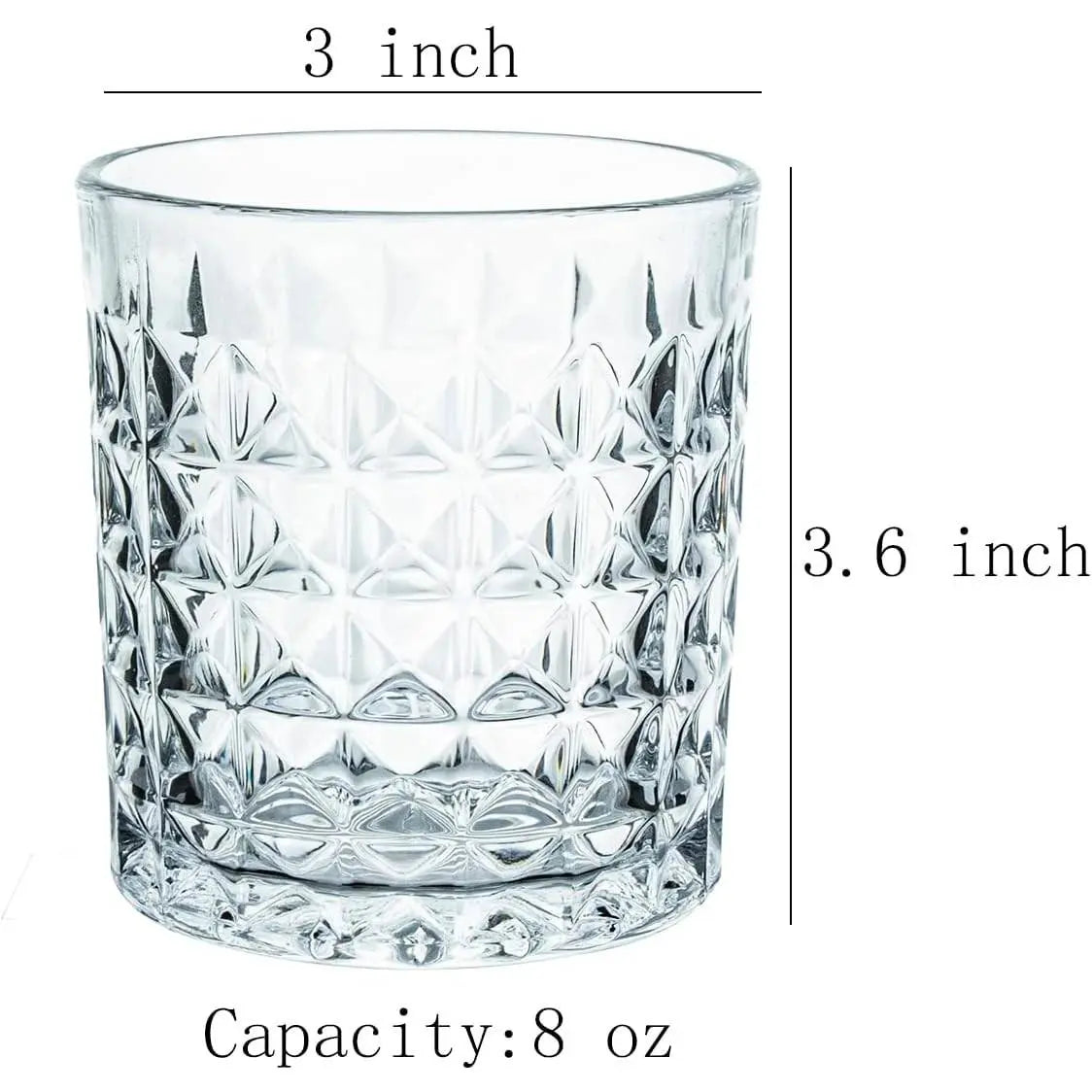 2-Pc Diamond Embossed Glass Mouthwash Cup Set, 8 Oz Bathroom Brushing Cup