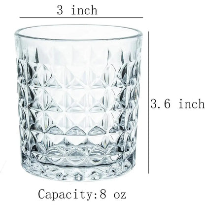 2-Pc Diamond Embossed Glass Mouthwash Cup Set, 8 Oz Bathroom Brushing Cup
