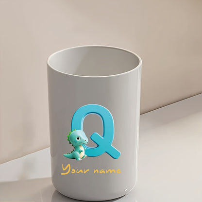 Customized Name Water Cup, Personalized Toothbrush Cup, Creative Dinosaur Letter Print, Couple Solid Color Mouthwash Cup, Holiday Camping Necessities, Suitable for Home, Travel and School, Personalized Gifts for Friends and Partners.