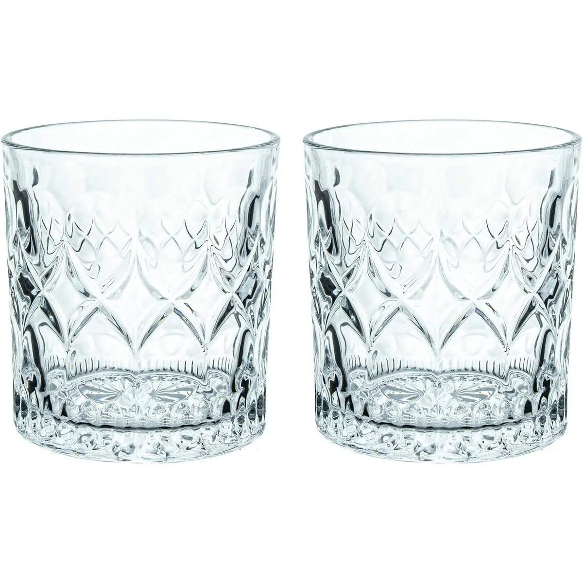 2-Pc Diamond Embossed Glass Mouthwash Cup Set, 8 Oz Bathroom Brushing Cup