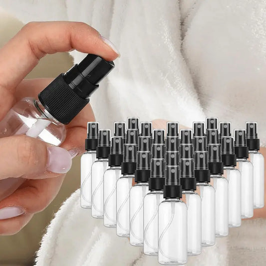 30Pcs 2 oz Fine Mist Mini Clear Spray Bottles with Pump Spray Cap for Essential Oils, Travel, Perfumes, Refillable & Reusable Empty Plastic Bottles Travel Bottle