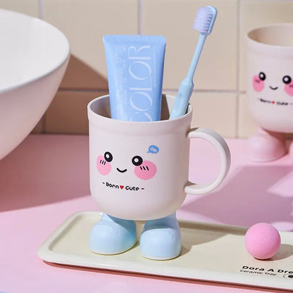 Creative Plastic Cartoon Tall Mouthwash Cup, Cute Drop‑Resistant Washing Cup for Daily Bathroom Use